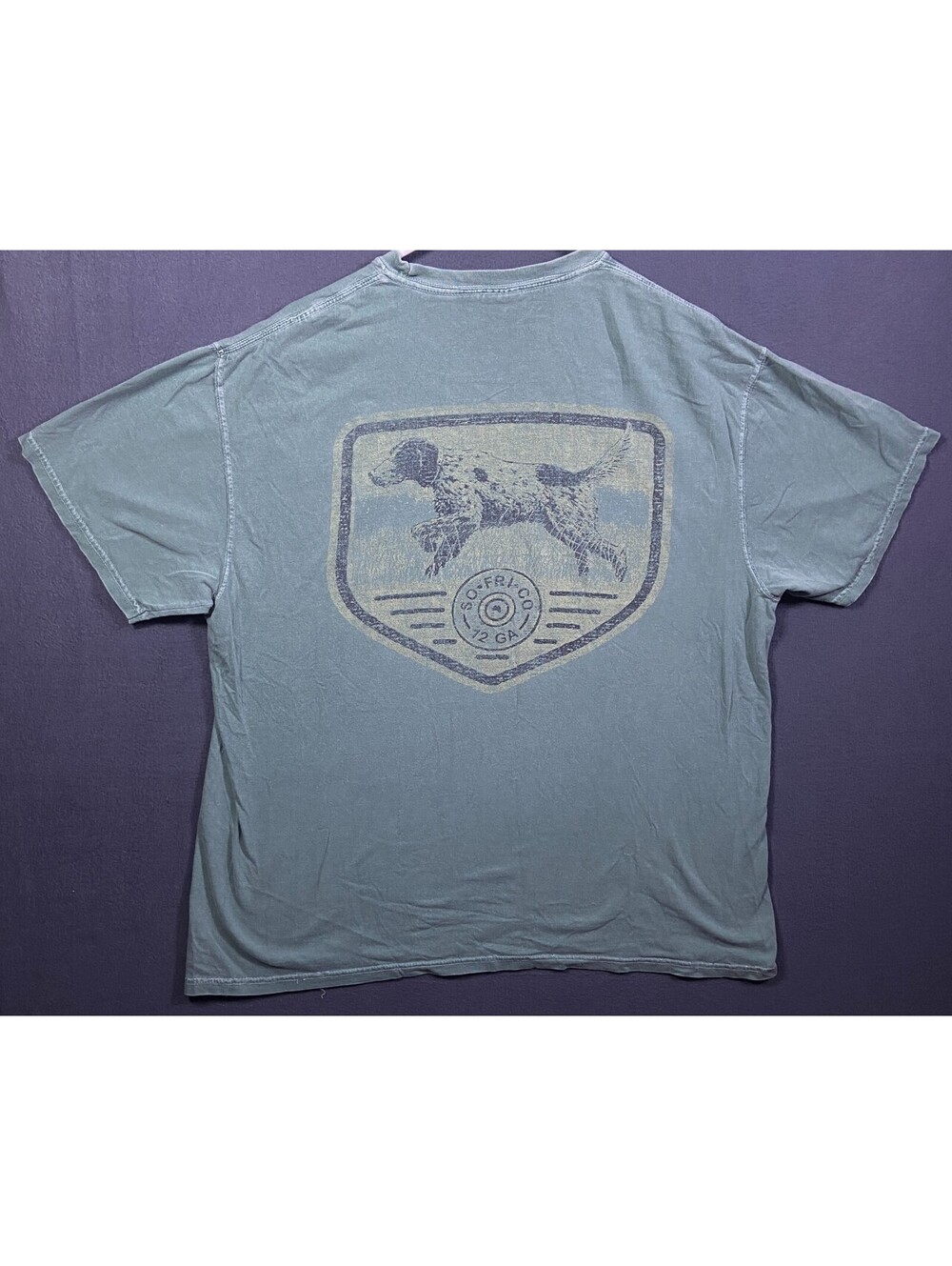 Comfort Colors Mens Graphic Pocket Tee Shirt Southern Fried Cotton Logo Blue XL
